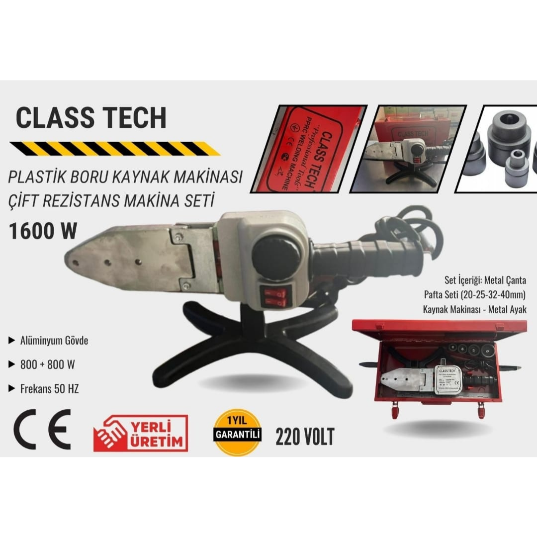 CLASS TECH PLASTİK BORU KAYNAK MAKİNESİ METAL GÖVDE 1600W