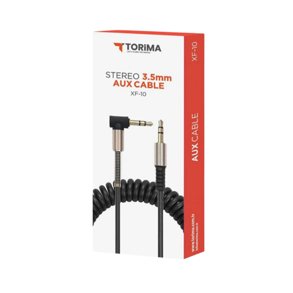 TORİMA XF-09 SİYAH ALTIN UÇLU ARAÇ MÜZİK SES KABLOSU STEREO AUX KABLO 1 Mt - 3.5mm - Görsel 3