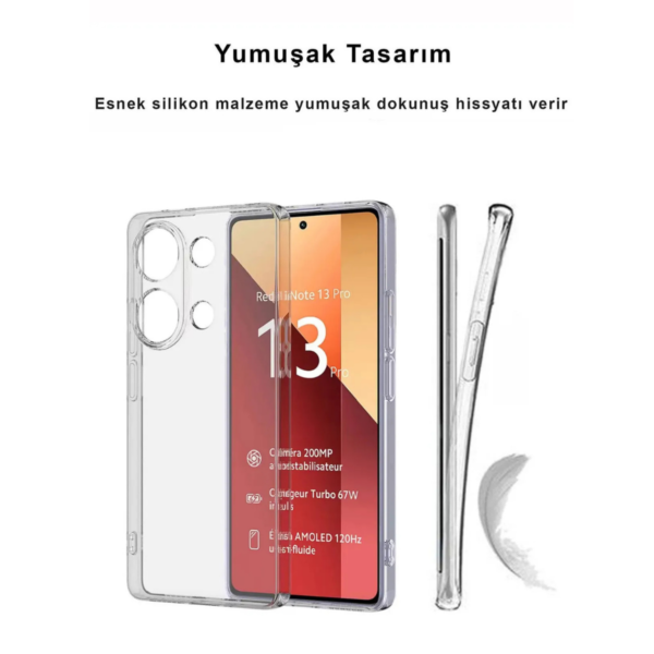 XAİOMİ REDMİ NOTE 13 PRO 4G ŞEFFAF KILIF KAMERA KORUMALI YUMUŞAK SİLİKON - Görsel 3