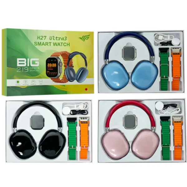 H27 ULTRA 3 AKILLI SAAT BLUETOOTH KULAKLIK VE 4 KORDON SET - Görsel 6